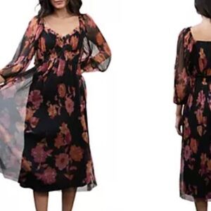 DR 2 floral pleated 70s vintage vibes dress